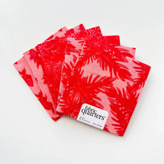 Paintbrush Studio 6 Fat Quarters - 3 Prints x 2 of Each Red Nature Silhouette 100% Cotton Fabri - Quilt - Seasonal Fabrics - Little Red General Store