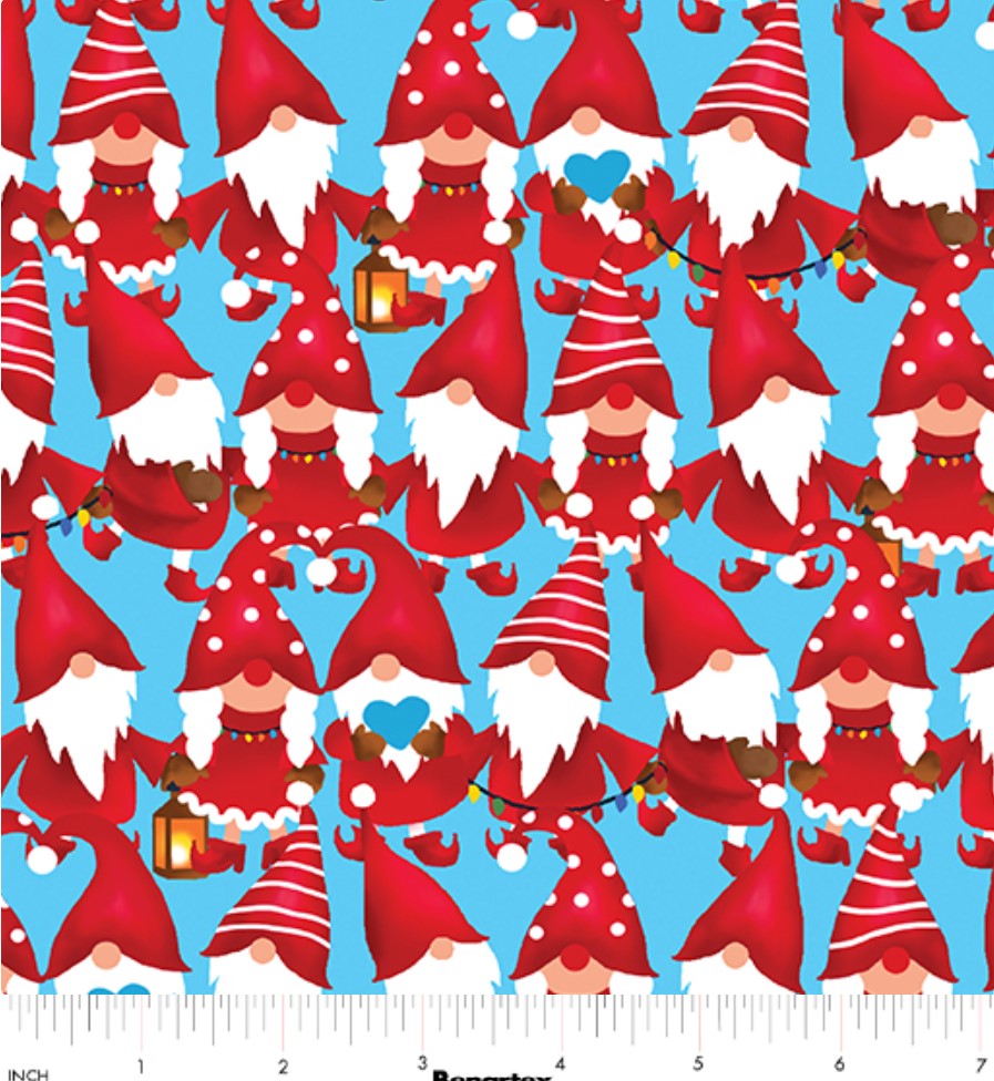 44 x 36 Chillin with my Gnomies on Sky Blue Benartex 100% Cotton Christmas - Seasonal Fabrics - Little Red General Store