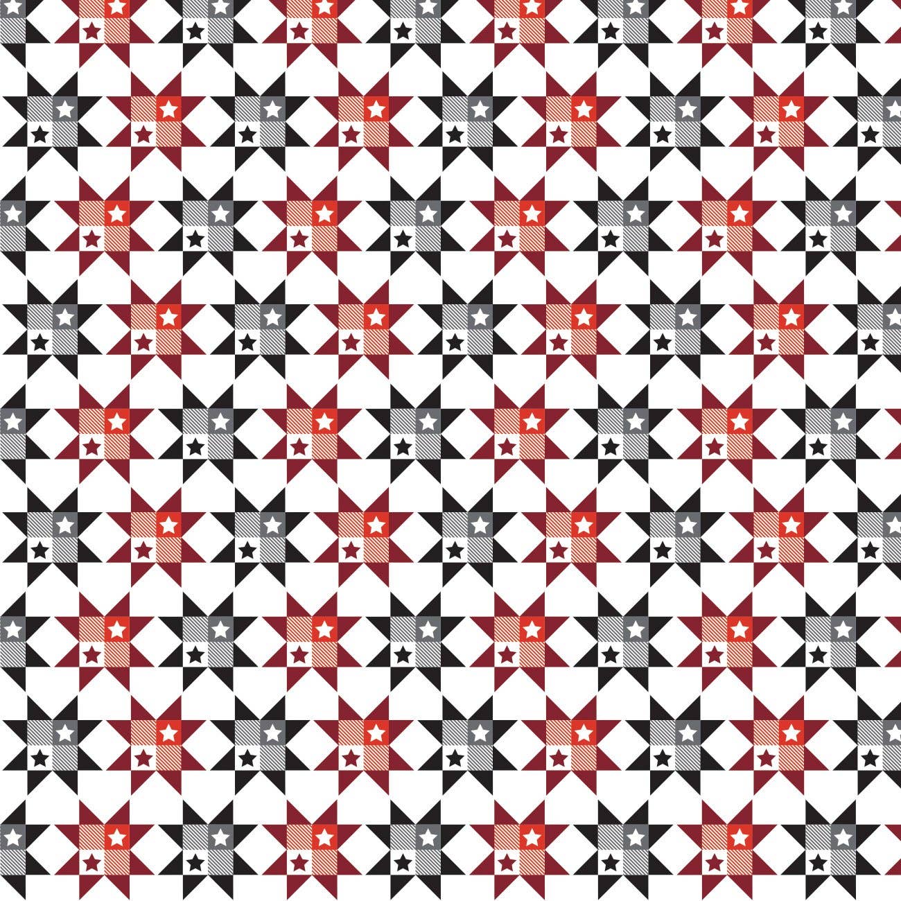 45 x 36 Gingham Star Block 36 x 45 100% Cotton Fabric All Over Print - Seasonal Fabrics - Little Red General Store