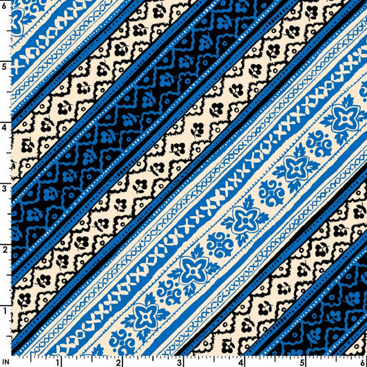 44 x 36 Diagonal Stripes Blue Maywood Studio 100% Cotton Novelty - Seasonal Fabrics - Little Red General Store