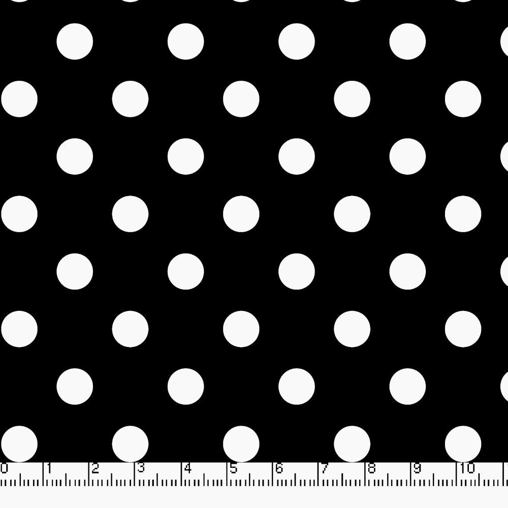 45 x 36 Large White Round Dots on Black 100% Cotton Fabric - Seasonal Fabrics - Little Red General Store