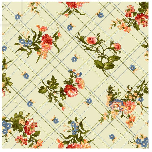 44 x 36 Belle Epoque Floral Maywood Studio on Light Green 100% Cotton - Seasonal Fabrics - Little Red General Store