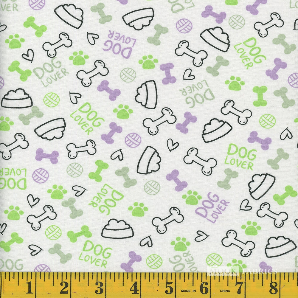 Price per Yard Spotty Collection Dog Dishes and Bones 100% Cotton Fabric - Seasonal Fabrics - Little Red General Store