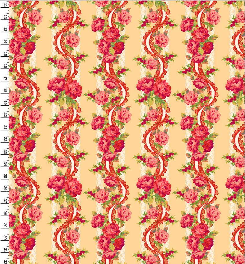 44 x 36 Maywood Studio Floral Border Pink on Light Yellow 100% Cotton - Seasonal Fabrics - Little Red General Store