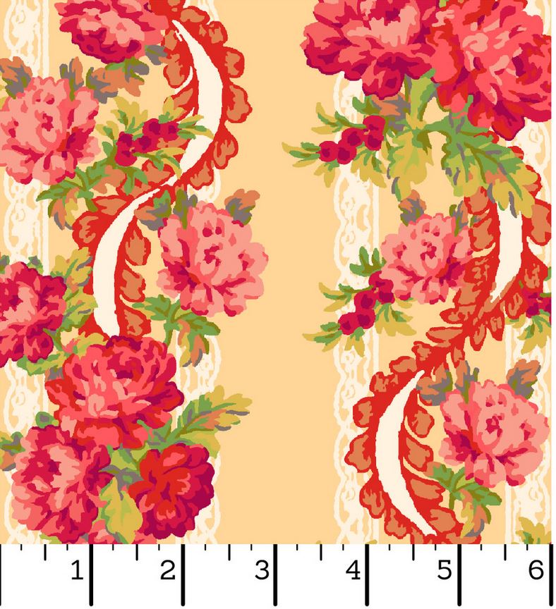 44 x 36 Maywood Studio Floral Border Pink on Light Yellow 100% Cotton - Seasonal Fabrics - Little Red General Store