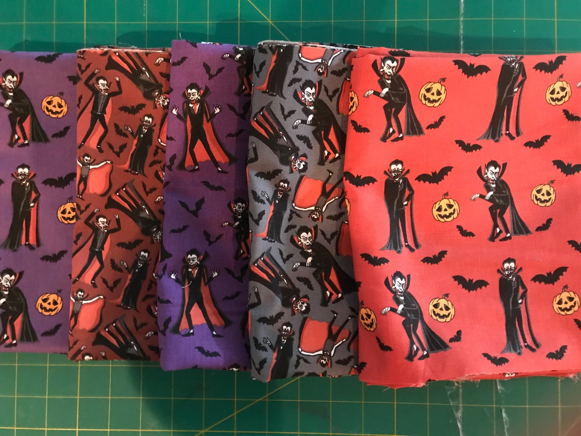 Halloween Vampires 100% Cotton 1 yard Precut Fabric Bundles, 5 pieces - Seasonal Fabrics - Little Red General Store