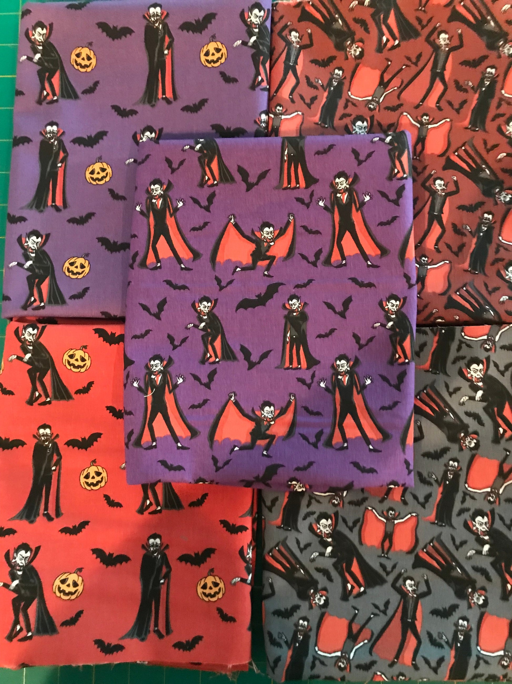 Halloween Vampires 100% Cotton 1 yard Precut Fabric Bundles, 5 pieces - Seasonal Fabrics - Little Red General Store