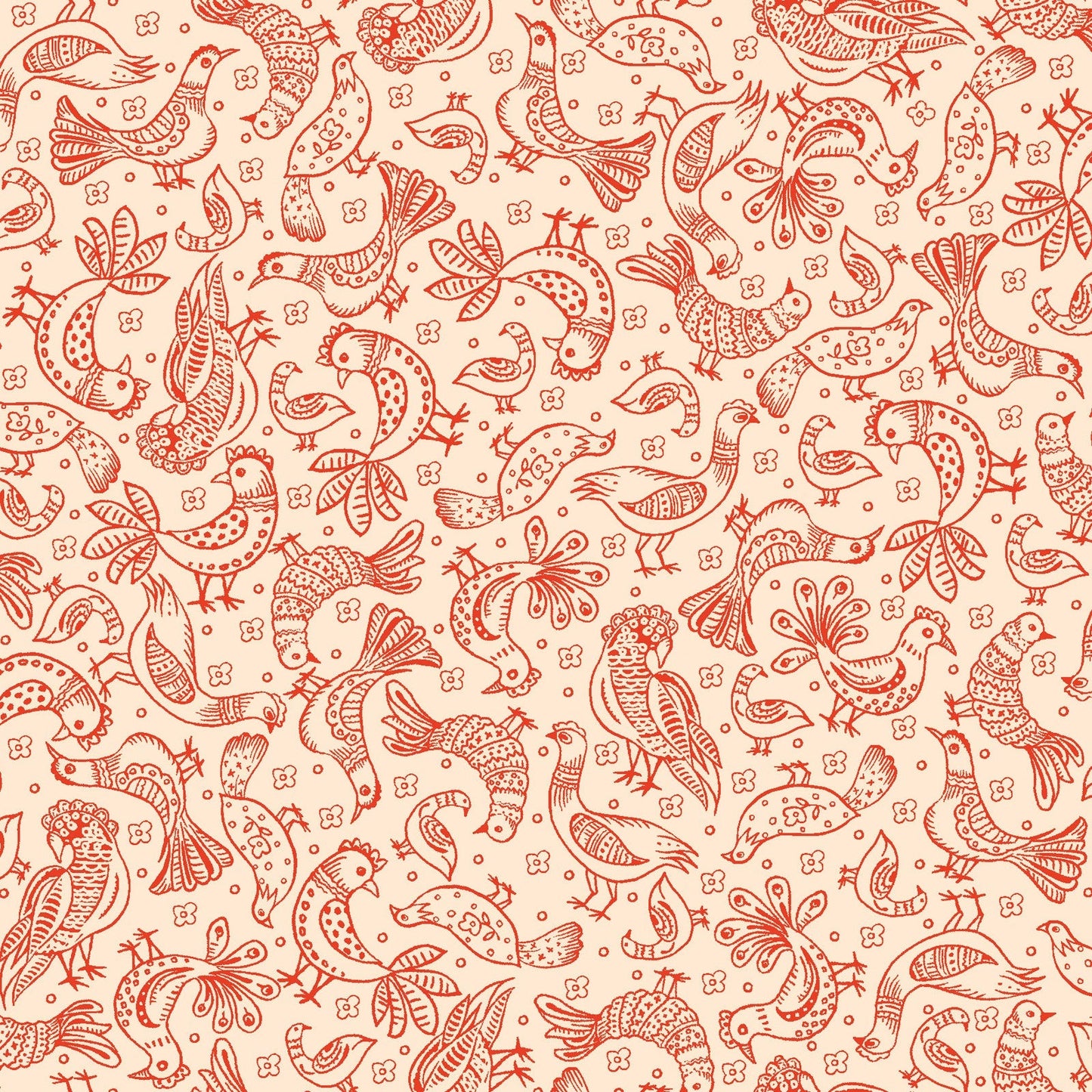 44 x 36 Birds on Cream Maywood Studio 100% Cotton Floral - Seasonal Fabrics - Little Red General Store