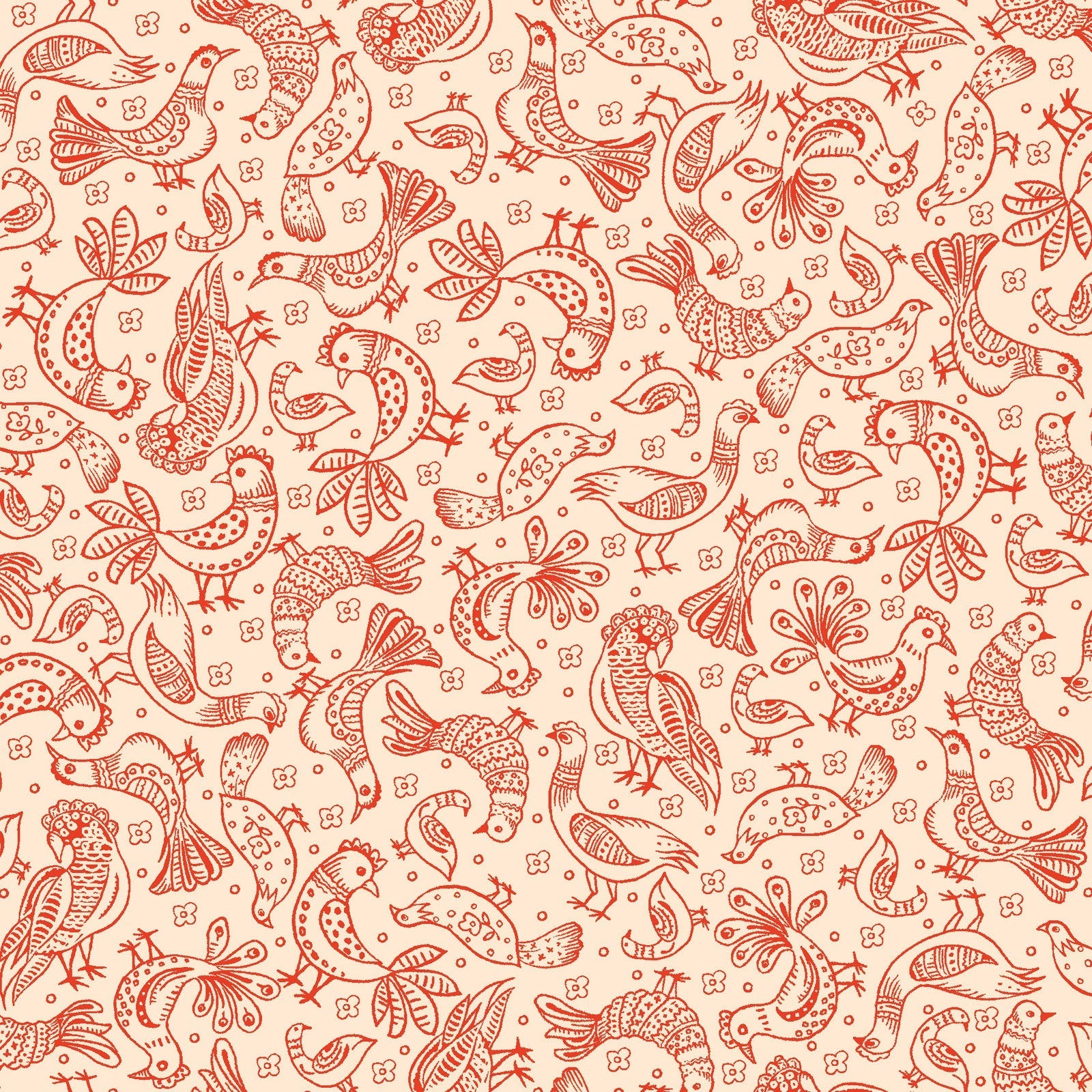 44 x 36 Birds on Cream Maywood Studio 100% Cotton Floral - Seasonal Fabrics - Little Red General Store