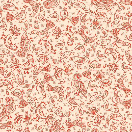 44 x 36 Birds on Cream Maywood Studio 100% Cotton Floral - Seasonal Fabrics - Little Red General Store