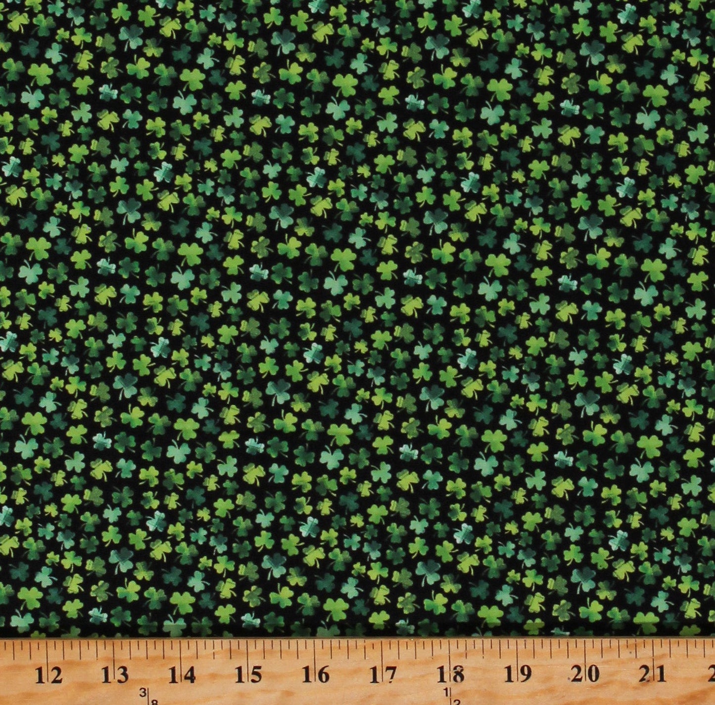 Fabric Traditions Mini Packed Shamrocks on Black St Patrick Price Per Yard - Seasonal Fabrics - Little Red General Store