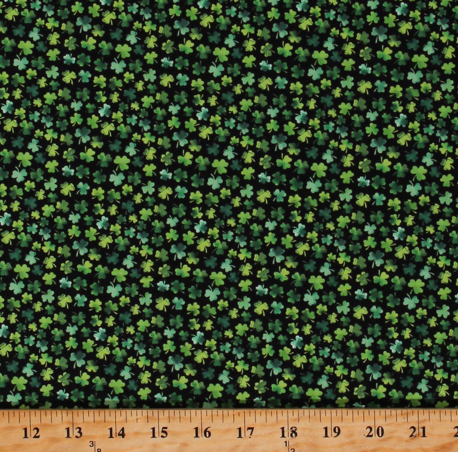 Fabric Traditions Mini Packed Shamrocks on Black St Patrick Price Per Yard - Seasonal Fabrics - Little Red General Store