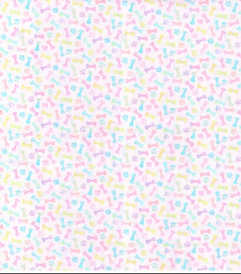 44 x 36 Easter Puppy Paws and Bones Pink Fabric Traditions 100% Cotton - Seasonal Fabrics - Little Red General Store
