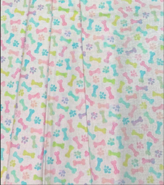 44 x 36 Easter Puppy Paws and Bones Pink Fabric Traditions 100% Cotton - Seasonal Fabrics - Little Red General Store