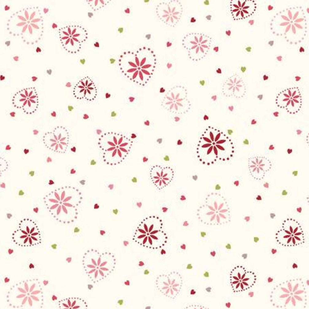 44 x 36 Love Birds Hearts on White 100% Cotton Fabric Valentine - Seasonal Fabrics - Little Red General Store