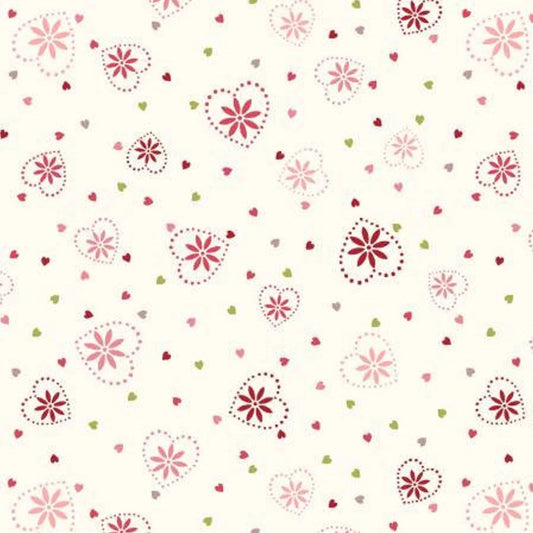 44 x 36 Love Birds Hearts on White 100% Cotton Fabric Valentine - Seasonal Fabrics - Little Red General Store