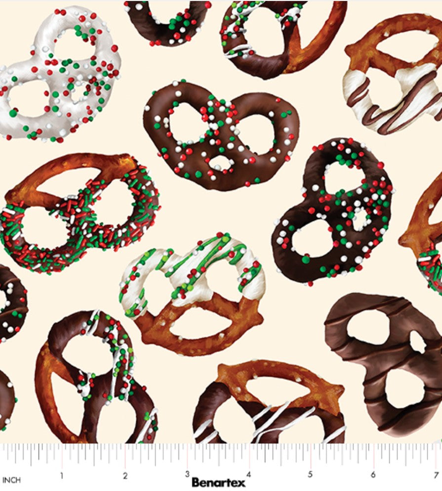 Benartex Sweet Holidays Pretzel Twists Multicolor Christmas 100% Cotton Fabric - Seasonal Fabrics - Little Red General Store