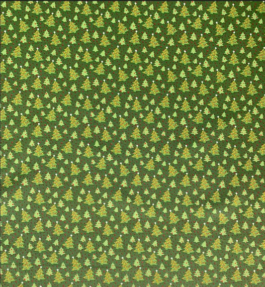 45 x 36 Tossed Green Christmas Trees on Green 100% Cotton Fabric - Seasonal Fabrics - Little Red General Store