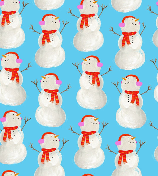 Christmas Best in Snow - Man Blue Fabric Traditions 100% Cotton Price Per Yard - Seasonal Fabrics - Little Red General Store