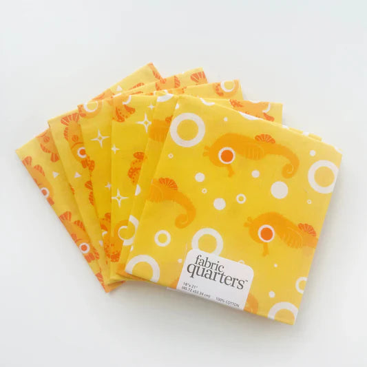 Paintbrush Studio 6 Fat Quarters - 3 Prints x 2 of Each Yellow Fish 100% Cotton Fabri - Quilt - Seasonal Fabrics - Little Red General Store