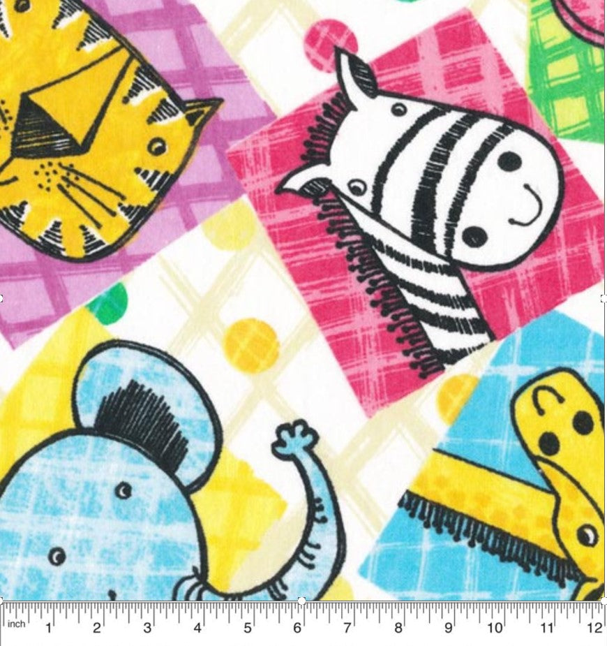 Price Per Yard Flannel Jungle Friends in Boxes Fabric Paintbrush Studio Fabri - Quilt Baby - Seasonal Fabrics - Little Red General Store