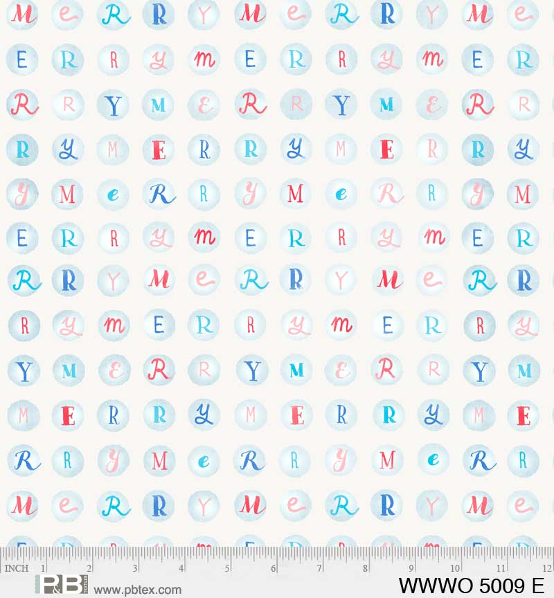 44 x 36 Christmas Merry Letters on White 100% Cotton Fabric - Seasonal Fabrics - Little Red General Store