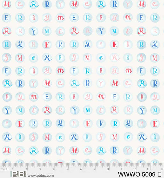 44 x 36 Christmas Merry Letters on White 100% Cotton Fabric - Seasonal Fabrics - Little Red General Store