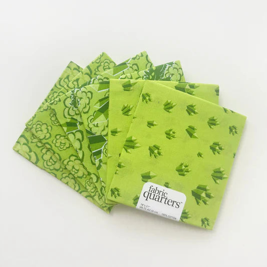 Paintbrush Studio 6 Fat Quarters - 3 Prints x 2 of Each Green Floral Geode 100% Cotton Fabri - Quilt - Seasonal Fabrics - Little Red General Store