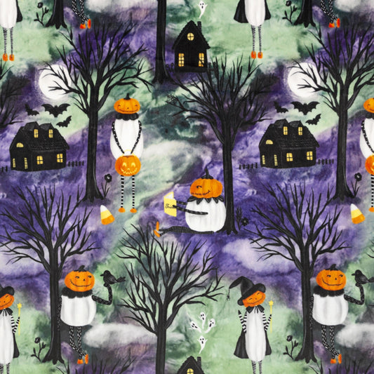 MINKY Pumpkin Heads 58 Inch wide Digital Cuddle® Cardinal Shannon Fabrics Halloween - Seasonal Fabrics - Little Red General Store