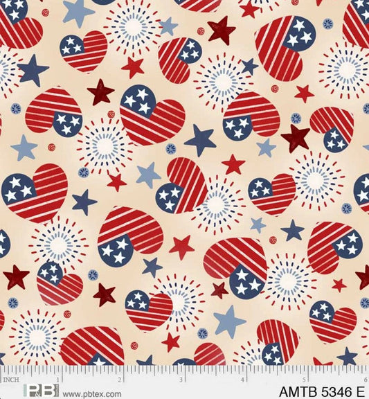 P&B Textiles America the Beautiful Patriotic Americana Fourth of July 4th By the Yard - Seasonal Fabrics - Little Red General Store