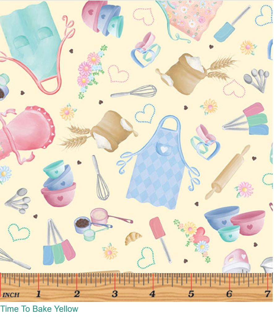 44 x 36 Gnome Time to Bake on Yellow Benartex 100% Cotton Easter - Seasonal Fabrics - Little Red General Store