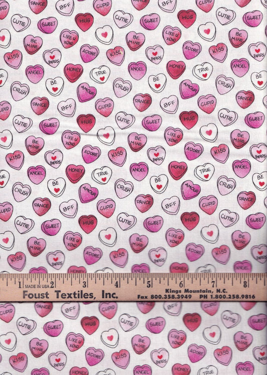 Fabric Traditions Candy Hearts on White Valentine - Seasonal Fabrics - Little Red General Store