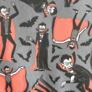 45 x 36 Halloween Dracula Vampire on Gray 100% Cotton Fabric - Seasonal Fabrics - Little Red General Store