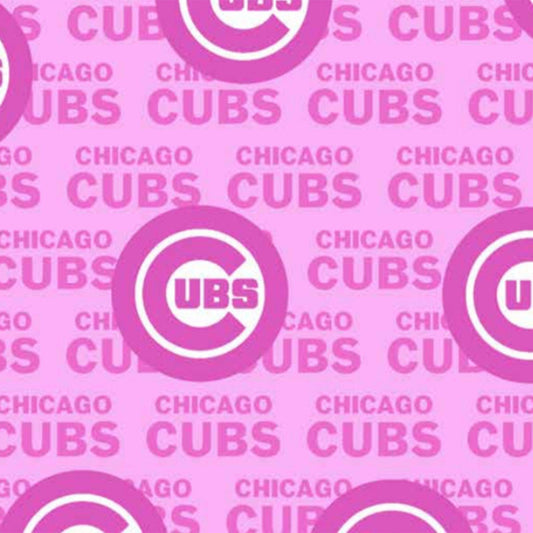 58 x 36 Chicago Cubs Pink Breast Cancer Fabric Traditions MLB 100% Cotton - Seasonal Fabrics - Little Red General Store