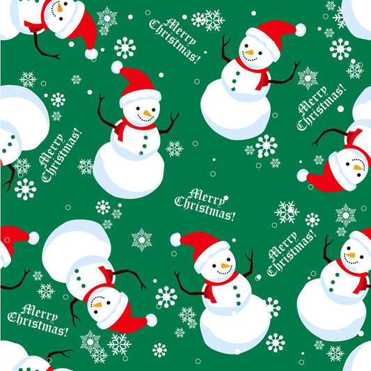 45 x 36 Christmas Merry Christmas Snowmen on Green 100% Cotton - Seasonal Fabrics - Little Red General Store
