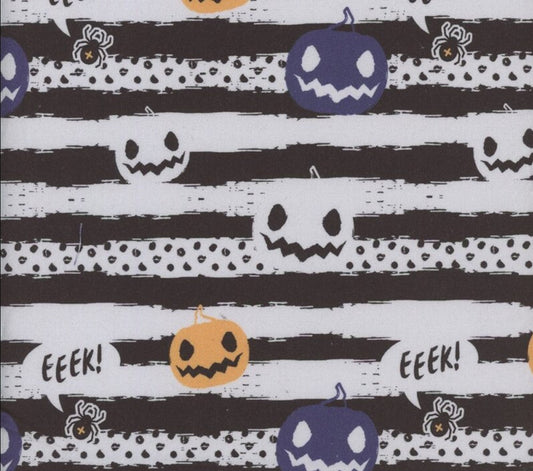 Price per Yard Vintage Pumpkin Stripe Black White 100% Cotton Fabric Halloween - Seasonal Fabrics - Little Red General Store