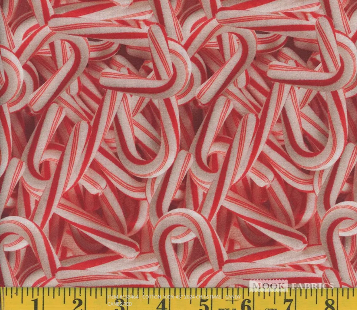 Packed Candy Canes on Red Christmas 100% Cotton Fabric - Seasonal Fabrics - Little Red General Store