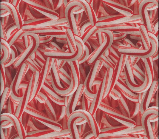Packed Candy Canes on Red Christmas 100% Cotton Fabric - Seasonal Fabrics - Little Red General Store