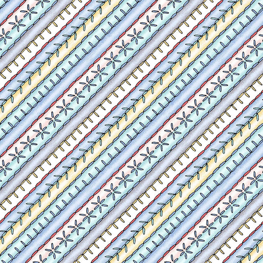 44 x 36 Diagonal Stripe Blue Maywood Studio 100% Cotton Novelty - Seasonal Fabrics - Little Red General Store