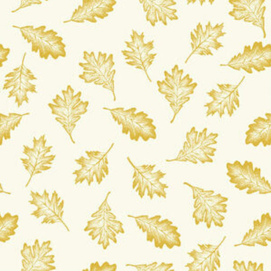 44 x 36 Simply Gold Metallic Leaves Studio E 100% Cotton Fabric Thanksgiving - Seasonal Fabrics - Little Red General Store