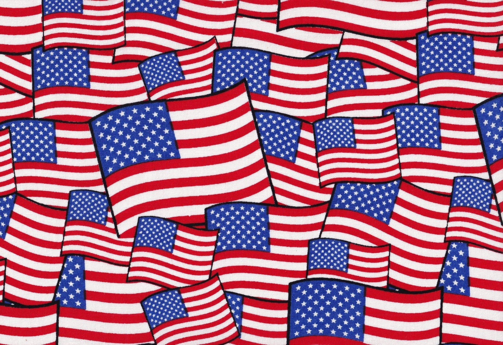 Patriotic Packed Flags 100% Cotton Fabric Springs Creative All Over Print - Seasonal Fabrics - Little Red General Store