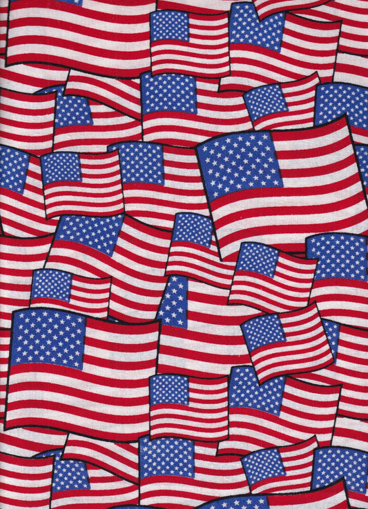 Patriotic Packed Flags 100% Cotton Fabric Springs Creative All Over Print - Seasonal Fabrics - Little Red General Store
