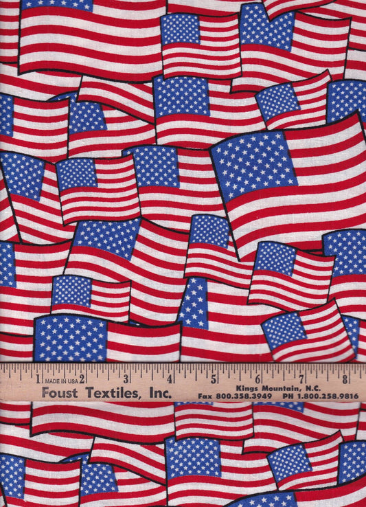Patriotic Packed Flags 100% Cotton Fabric Springs Creative All Over Print - Seasonal Fabrics - Little Red General Store