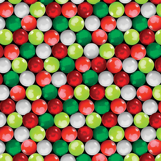 Benartex Sweet Holidays Gumballs Multicolor Christmas 100% Cotton Fabric - Seasonal Fabrics - Little Red General Store