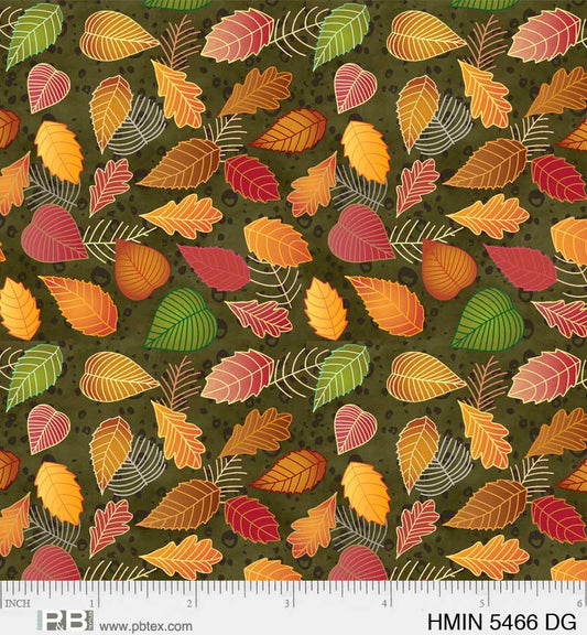 P&B Textiles Harvest Minis Graphic Leaves Dark Green Thanksgiving - Seasonal Fabrics - Little Red General Store