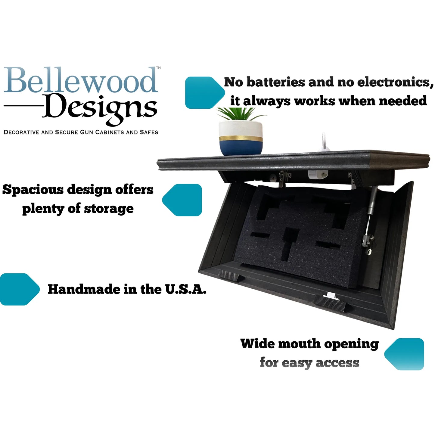Hidden Gun Storage, Gun Storage Concealment Shelf - Secure Hidden Compartment Storage Shelf Yet Quickly Accessible (Jacobean)