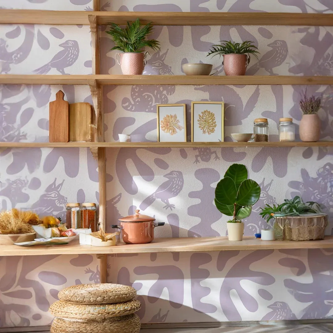 Abstract Animales Wallpaper, lavender