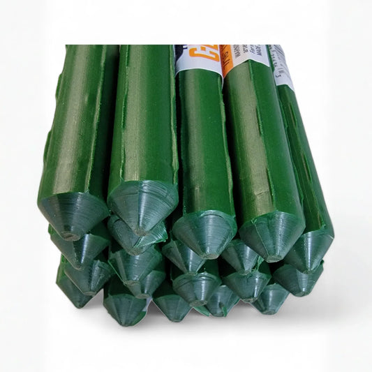 Twenty (20) Strong Steel Garden Stakes (available in lengths of:  3', 4', 5', and 6') All plant sticks are 7/16" diameter. Extra Grabby Coating