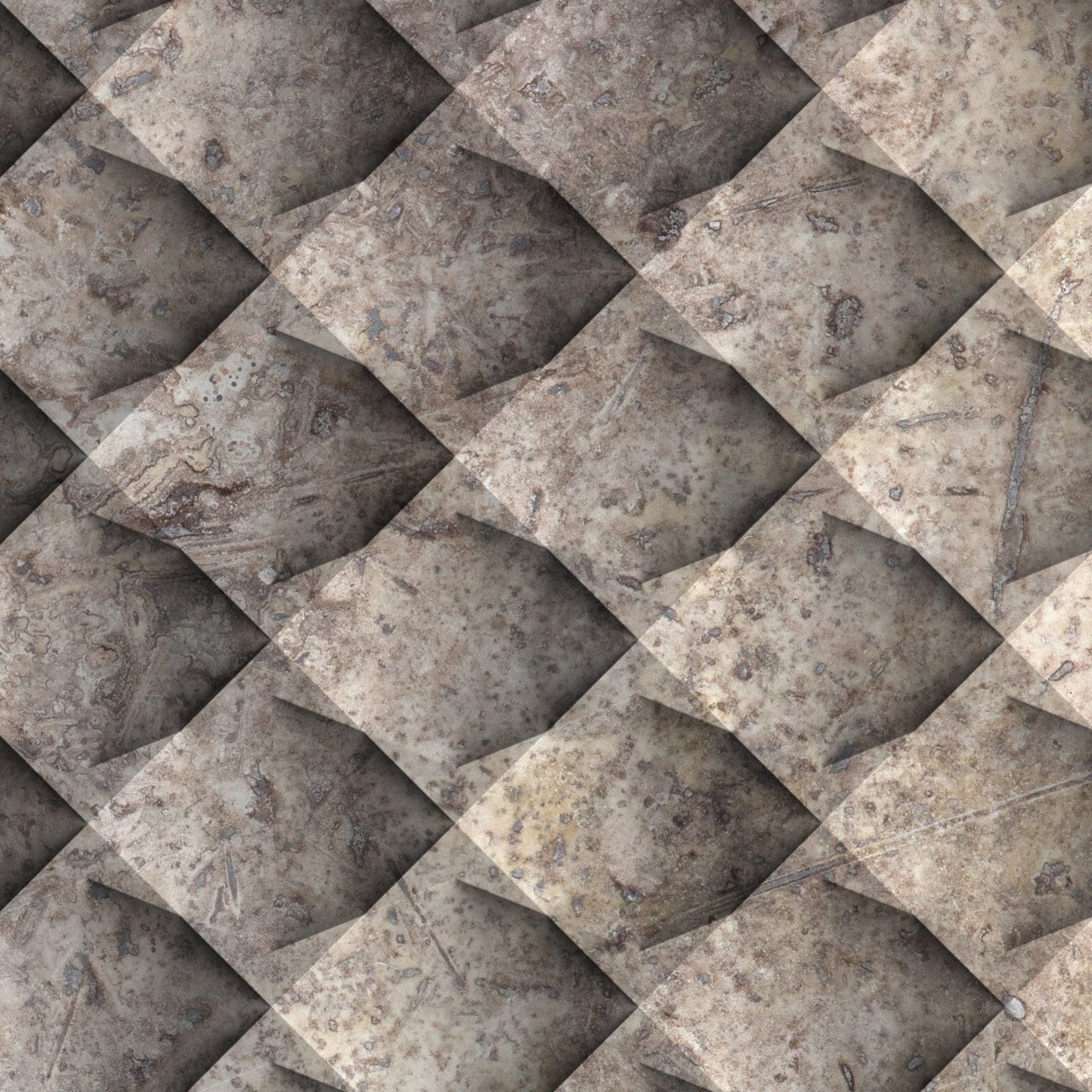 Silver Travertine Field Dimensional Carved Stone BLUEM Wall Tile - Livfloors Collection