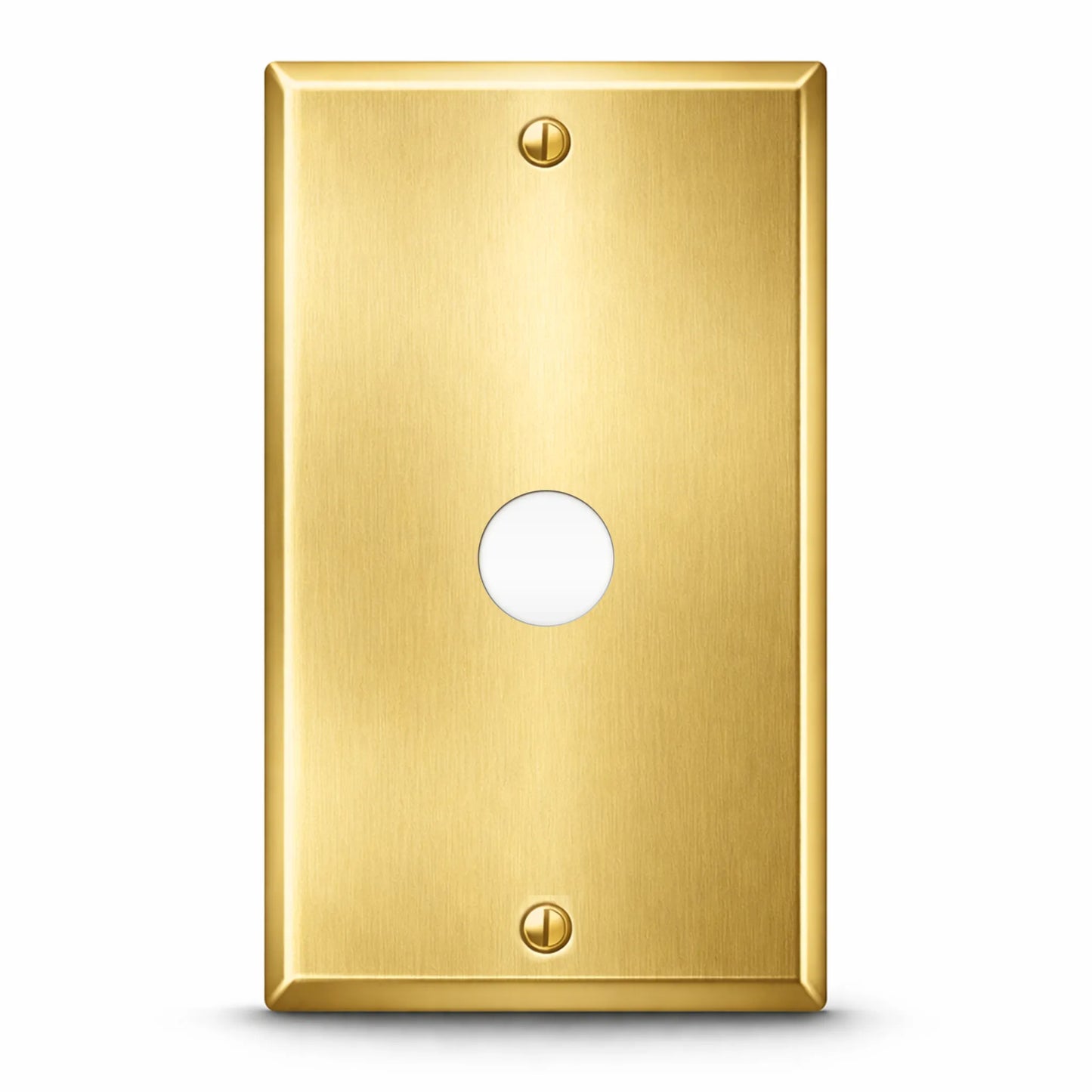 1-Gang, Standard Size, Single Round Telephone Opening, Satin Finish Brass Metal Wall Plate Cover -  Made in USA